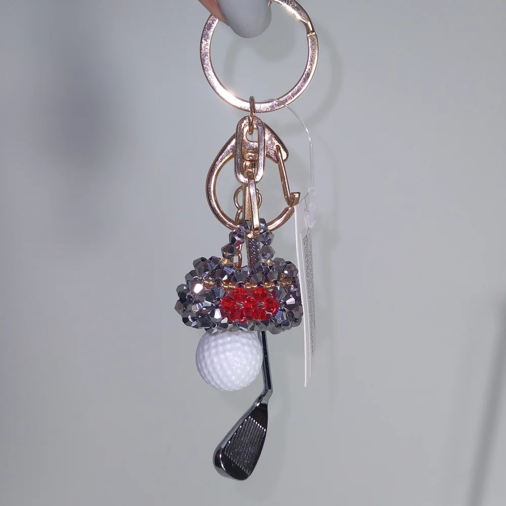 Golf Club and Ball Keychain with Crystal Accents